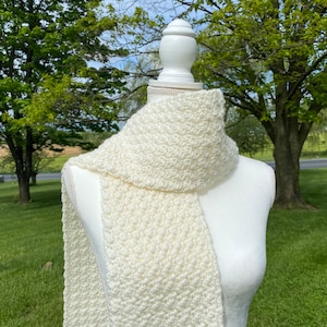 Cream Scarf, Solid Color Scarf, Fall Scarf, Handmade Scarf for Women, Handmade Crochet Scarf, Mens Scarf, Scarf Crochet, Winter Scarf