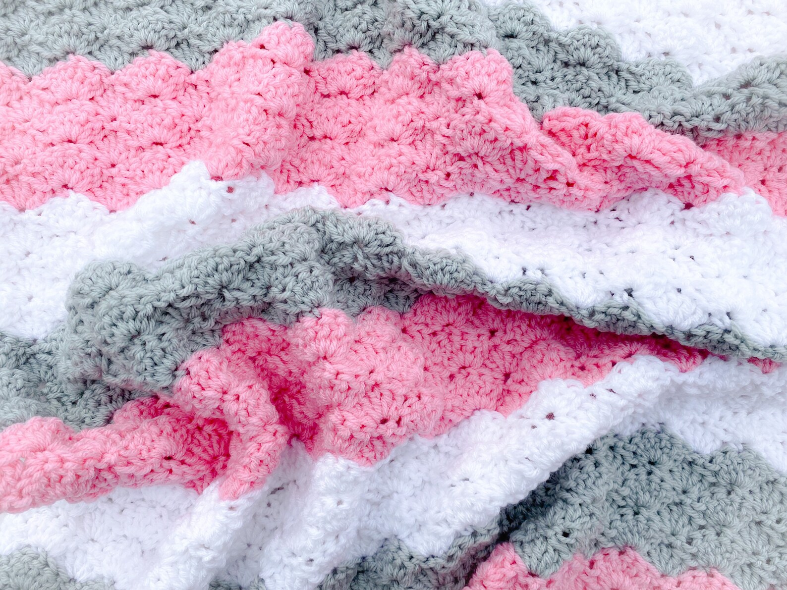 Pink and Gray Baby Blanket Crochet for Girl Handmade Knit Etsy