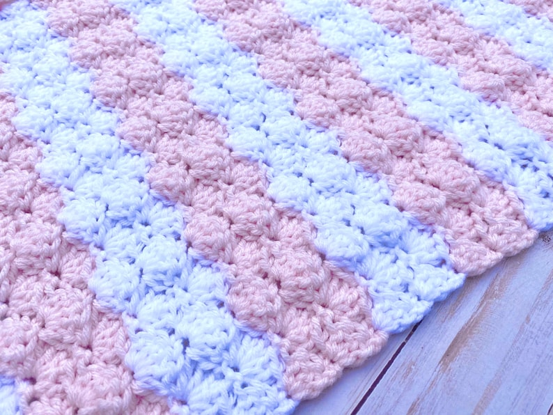 Pink and White Baby Blanket Crochet Handmade Baby Blanket Etsy