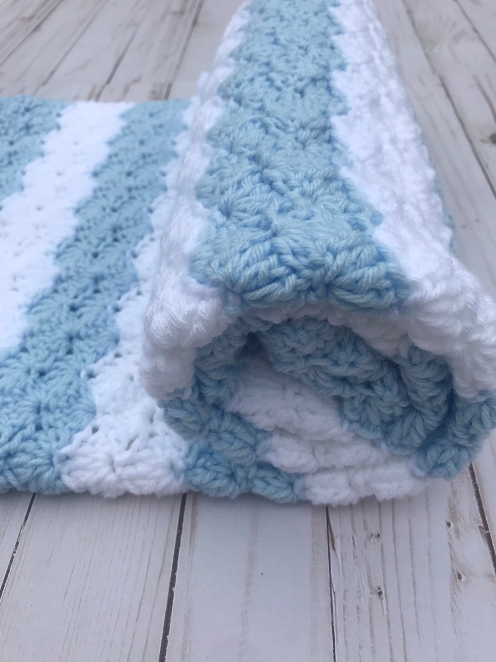 Blue and White Baby Blanket Handmade Baby Blanket Crochet Etsy
