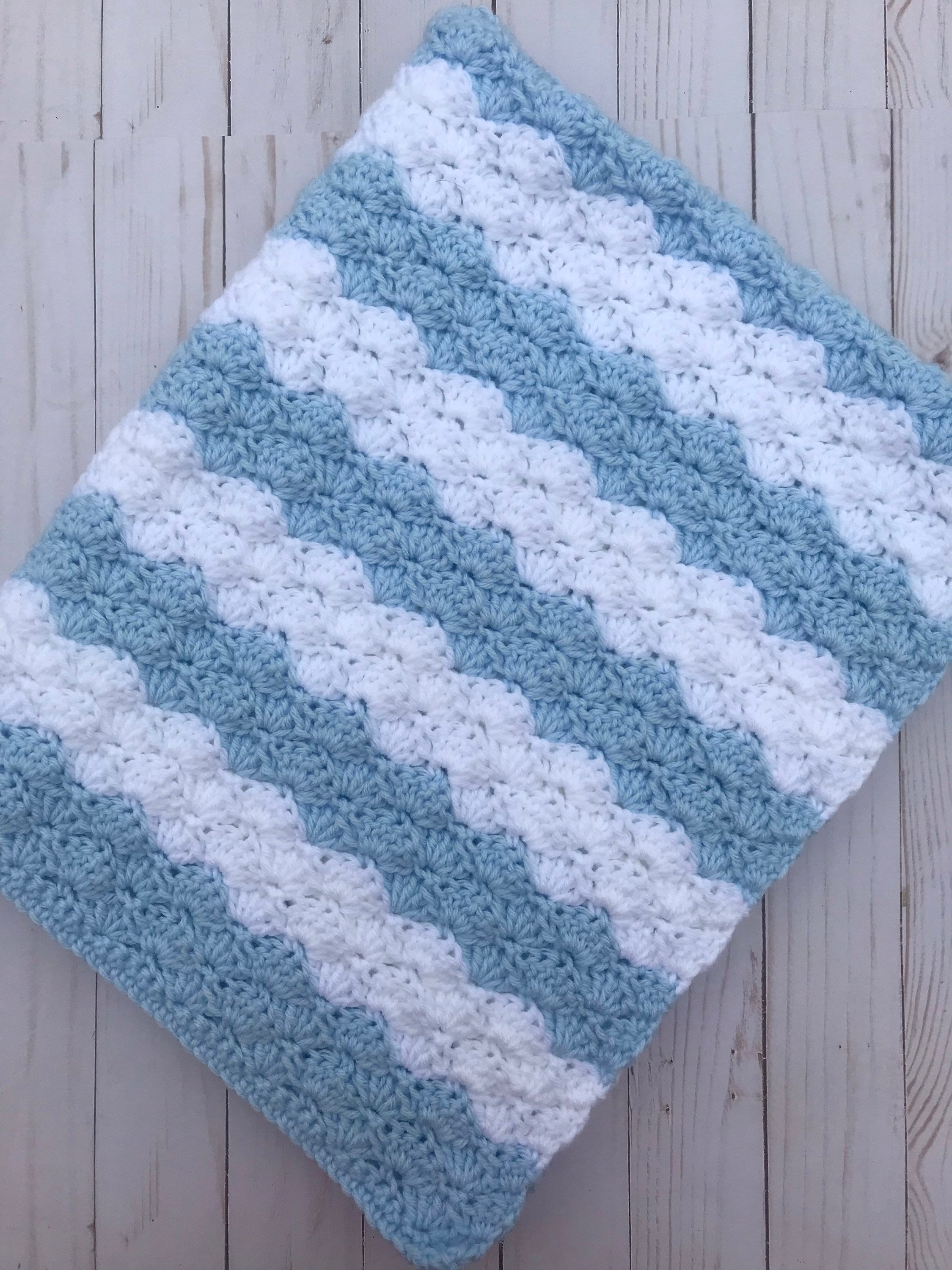 Blue and White Baby Blanket Handmade Baby Blanket Crochet Etsy