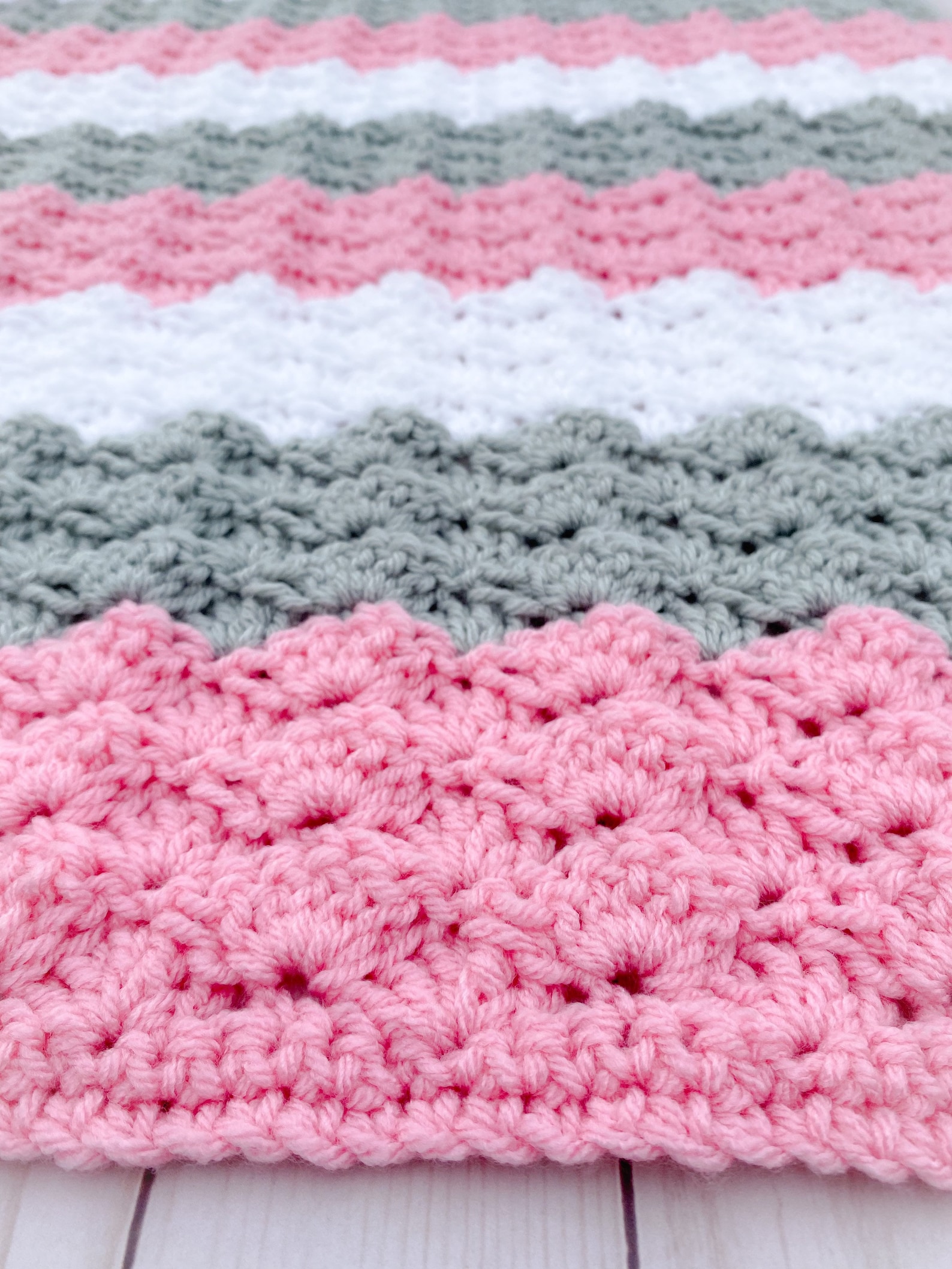 Pink and Gray Baby Blanket Crochet for Girl Handmade Knit Etsy