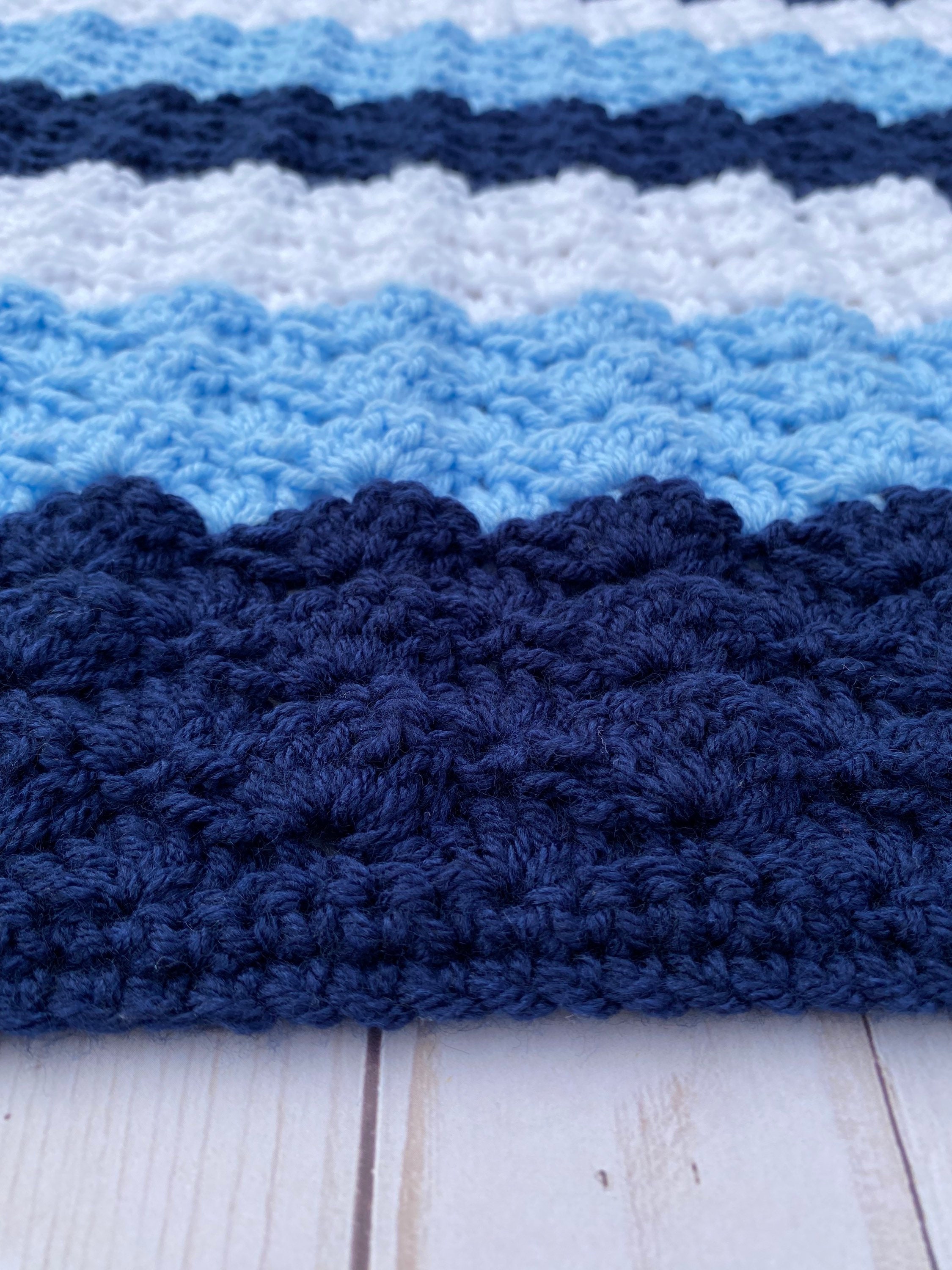Blue and White Striped Baby Blanket Baby Boy Blanket Crochet Etsy