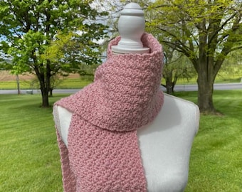Rose Scarf Women, Handmade Crochet Scarf, Autumn Scarf, Winter Scarf, Solid Color Scarf, Womens Scarves, Handmade Scarf, Pink Scarf