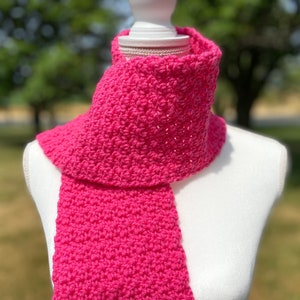 Hot pink scarf, Handmade Knit Scarf, Solid Color Scarf, Winter Scarf for Woman, Fall Scarf, Womens Scarves, Crochet Scarf Women, Scarf Knit