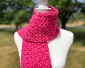 Hot pink scarf, Handmade Crochet Scarves, Solid Color Scarf, Winter Scarf for Woman, Fall Scarf, Womens Scarves, Crochet Scarf Women
