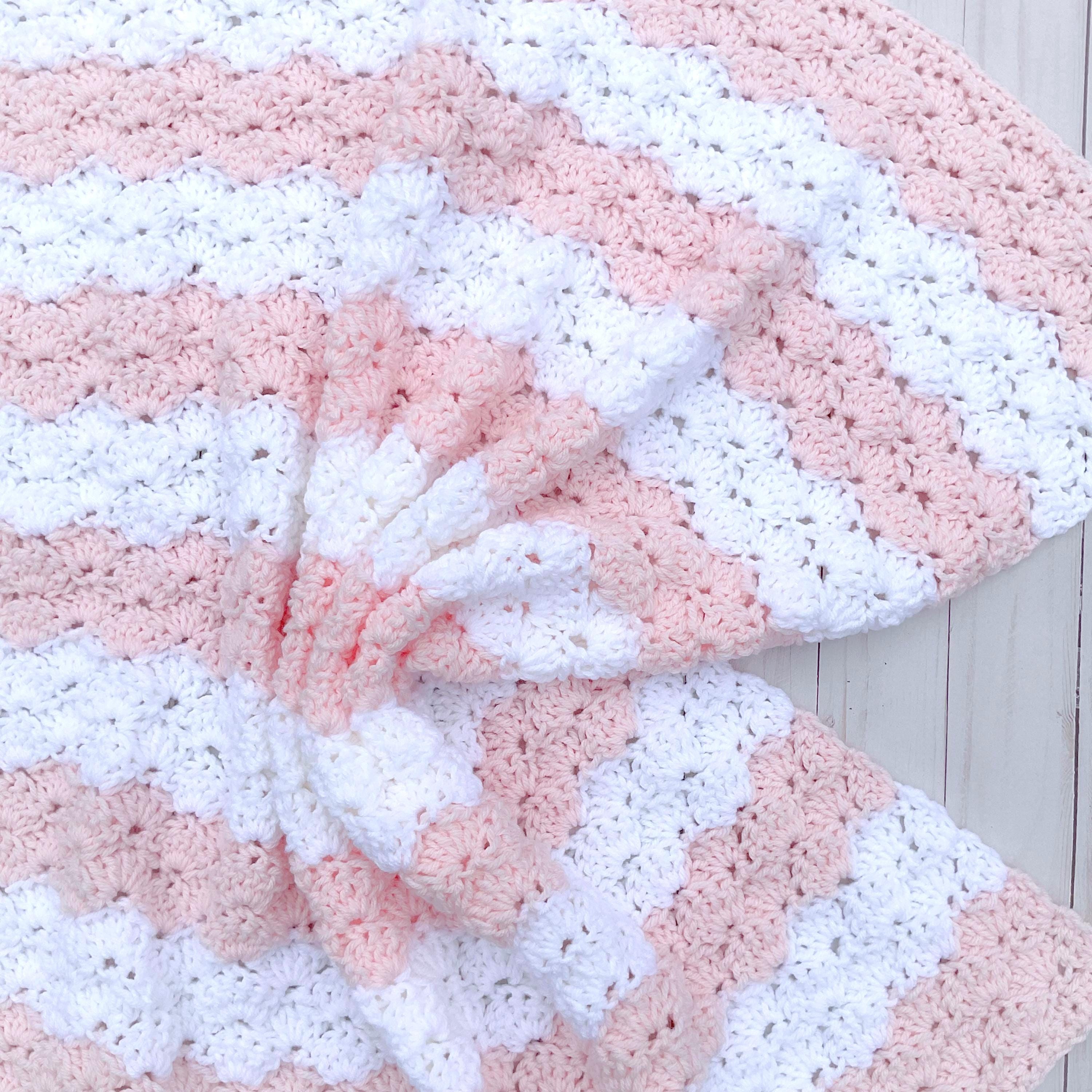 Pink and White Baby Blanket Crochet, Handmade Baby Blanket  display picture 1