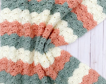 Baby Afghan, Crochet Baby Blanket Handmade, Terracotta Baby Blanket, Sage Green Baby Blanket, Baby Blanket Gift, Gender Neutral Baby Blanket