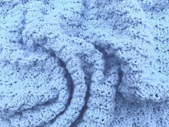 Light Blue Baby Blanket Crochet Baby Boy Blanket Handmade Baby