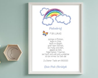 PATENBRIEF - Godchild, Godmother, Godfather, Individual, Rainbow