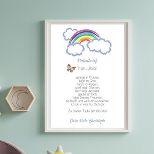 PATENBRIEF - Patenkind, Patentante, Patenonkel, Individuell, Regenbogen
