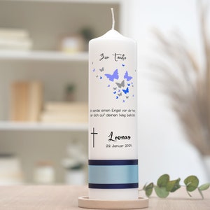 Baptism candle with butterflies and cross