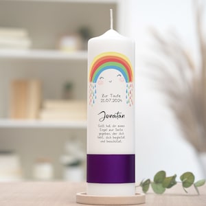 Baptism candle rainbow