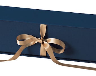 Aufbewahrungsbox für Kerzen (Blau mit goldfarbener Satinschleife)