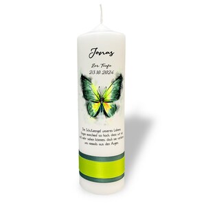 Baptism candle with butterfly in green image 3