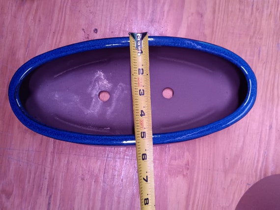 Blue Glazed Oval Bonsai Pot