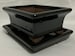 4.5' Glazed Ceramic Bonsai Pot & Matching Tray ~ Tapered Rectangular Black 