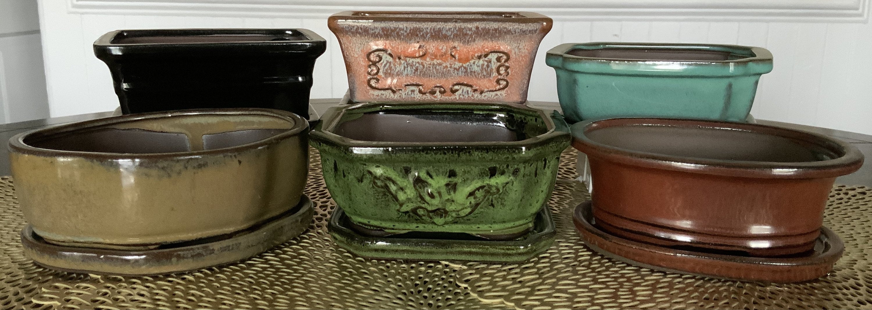 NEW! 6" Glazed Bonsai Pot w/Attached Humidity Tray. Variety of S…