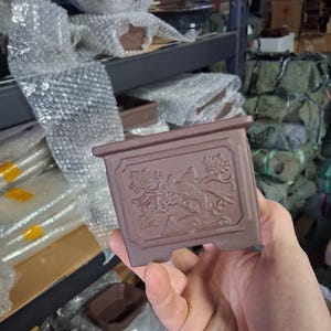 Small chinese unglazed square pot