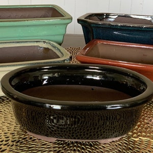 8" Glazed Ceramic Bonsai Pots.  Several Styles.