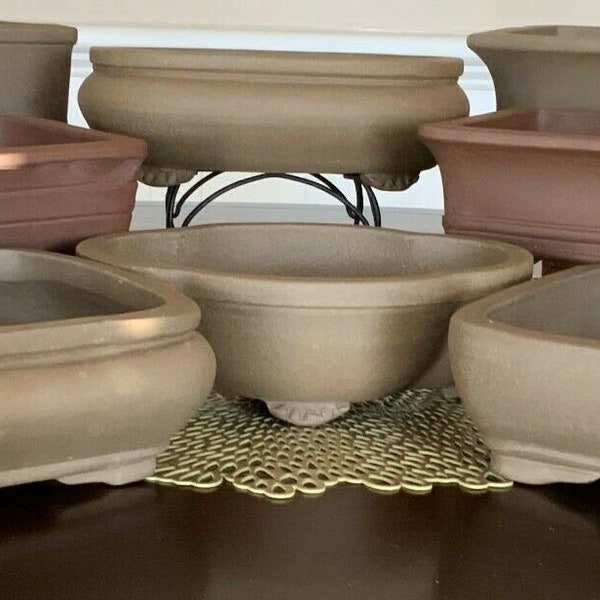 8" Unglazed Ceramic Bonsai Pot. Choose from several styles and colors.