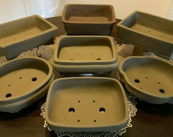 10&quot; Unglazed Ceramic Bonsai Pot. Choose from several styles and colors.