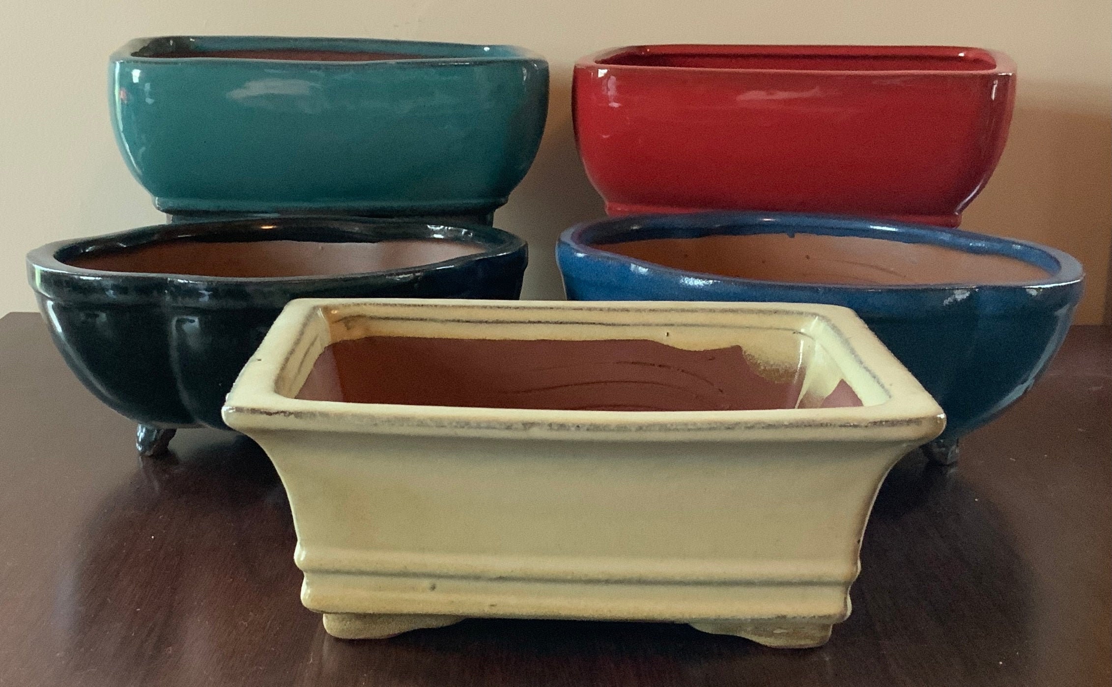 8 Deep Glazed Ceramic Bonsai Pot. Choose From Several Styles and