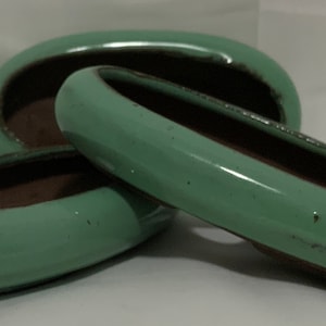 4.3&quot; Glazed Ceramic Shallow Bonsai Pot ~ Oval Turquoise