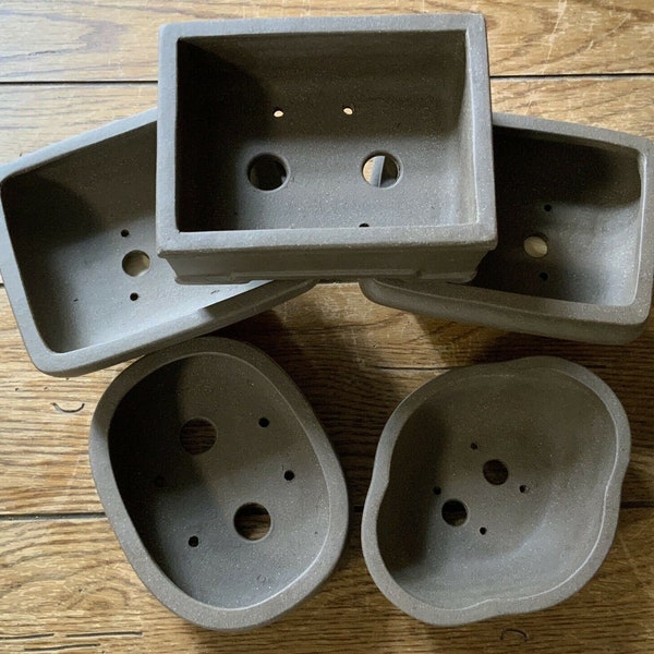 6” Unglazed Rustic Oak Brown Bonsai Pots - Several Styles to Choose From!