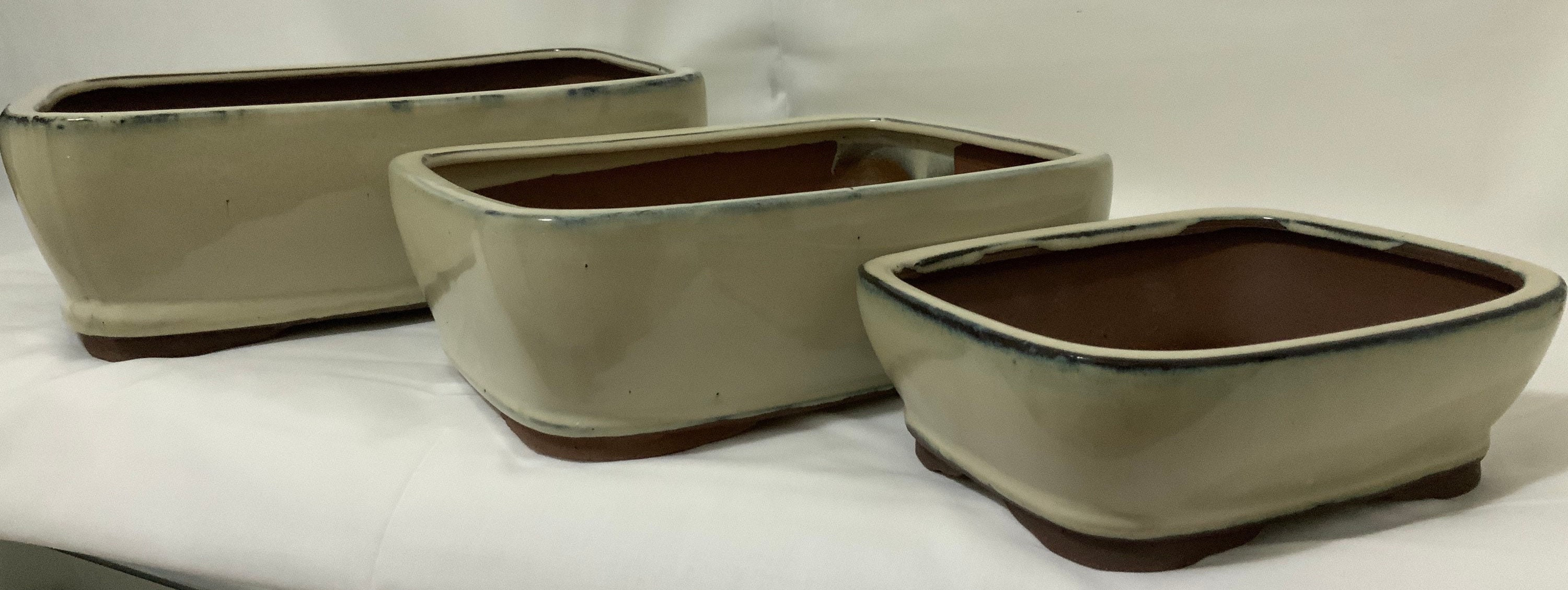 Set of 3 Glazed Ceramic Bonsai Pots ~ S 6.5 Set of 3 Glazed Ceramic Bonsai Pots ~ S 6.5