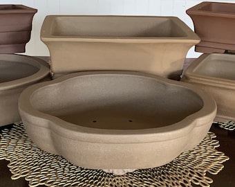 12&quot; Unglazed Ceramic Bonsai Pot. Choose from several styles and colors.