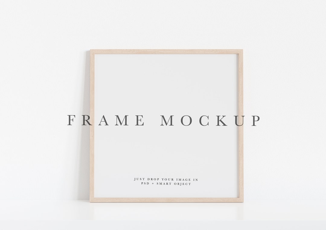 Frame Mockup 248 Minimalistic Square Frame Mockup Frame on Desk Mockup 30 X  30 Frame PSD Smart Object 