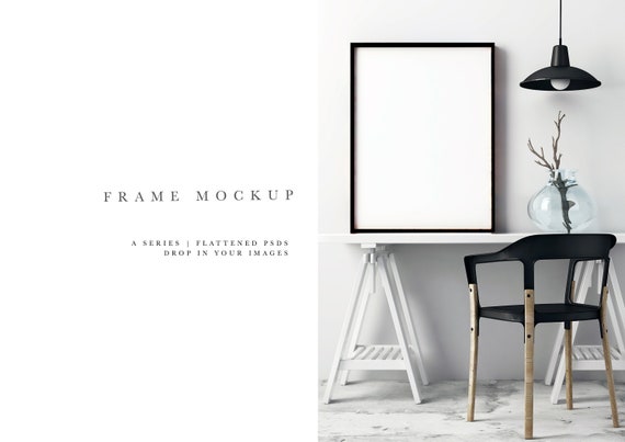 Frame Mockup 178 Black Portrait Photo Frame Styled Thin Etsy