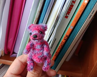 Oso de peluche en miniatura, pequeño oso coleccionable brillante, oso de juguete de bolsillo hecho a mano, mini oso para casa de muñecas