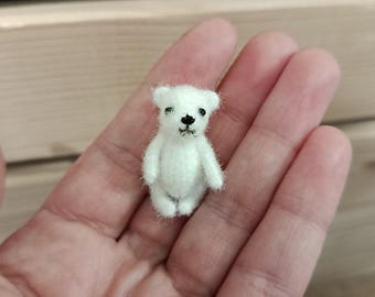 Mini osito de peluche blanco de 3 cm, osito de peluche artesanal, osito de colección, miniatura para casa de muñecas, osito de peluche de ganchillo esponjoso, ideal como regalo.