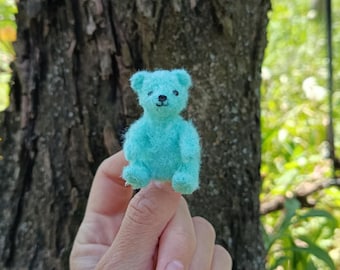 Mini oso de peluche turquesa de 5,5 cm, osito pequeño y esponjoso, micro osito de peluche, oso de colección, osito de peluche único de artista, regalo de peluche en miniatura hecho a mano