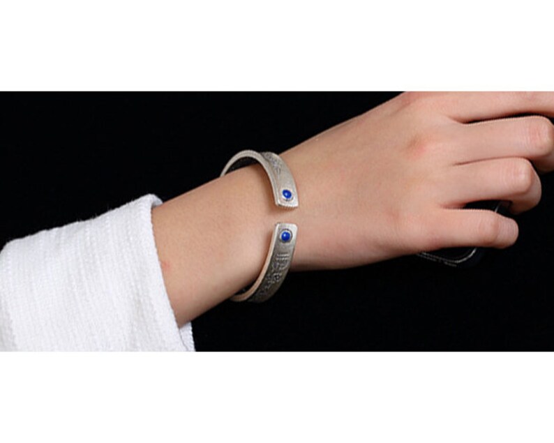 his and hers bracelet Tibetan Sterling silver cuff bracelet mantra engraved bangle Buddhist jewelry meditation bracelet