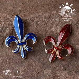 Zeldzame vondst Victoriaans zakhorloge geëmailleerde broche - Fleur de Lis / Scepter / Star