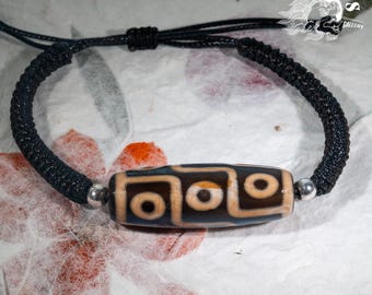 Handmade Tibetan, nine-eyed Dzi Bead, Tibetan Buddhism Amulet, Utmost Pure Agate, Himalayan Art,Charm Bracelets