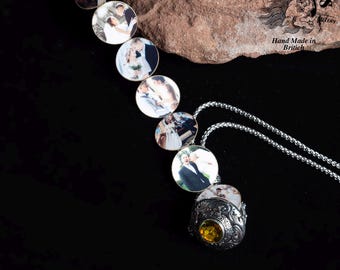 Floral Photo Locket Necklace – Handmade Copper Pendant | Holds 9 Photos, Vintage Keepsake Jewelry, Memory Locket, Unique Gift for Women