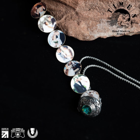 Pull Out Photo Album, Jewelry Locket Photo Necklace Copper Pendant Personalized , Birthday Gift Love ( 1-12 Photos )