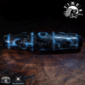 Padmasambhava Vajra 3-Eye Tibetan Dzi Bead | Rare Very Old Himalayan Agate Amulet | Handmade Buddhist Talisman 58x14.5mm