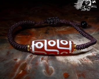SALE! Handmade Tibetan, nine-eyed  Dzi Bead, Tibetan Buddhism Amulet,Utmost Pure Agate, Himalayan Art,Charm Bracelets