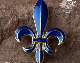 BROCHE ANCIENNE FILIGRANE FLEUR DE LYS METAL ARGENTE