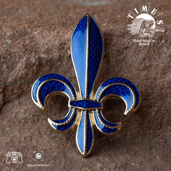 Rare find Victorian Pocket Watch Enamel  Brooch- Fleur de Lis