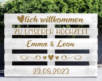 Palettenaufkleber "Hochzeit" - EMMA, Willkommen Hochzeit, Willkommenschild Hochzeit, Aufkleber Palette, Hochzeitspalette, Aufkleber Hochzeit