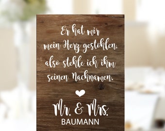 Aufkleber Hochzeit "Er hat mir mein Herz gestohlen" / Hochzeit / Deko / Geschenk / Aufkleber / Sticker / Schild / DIY