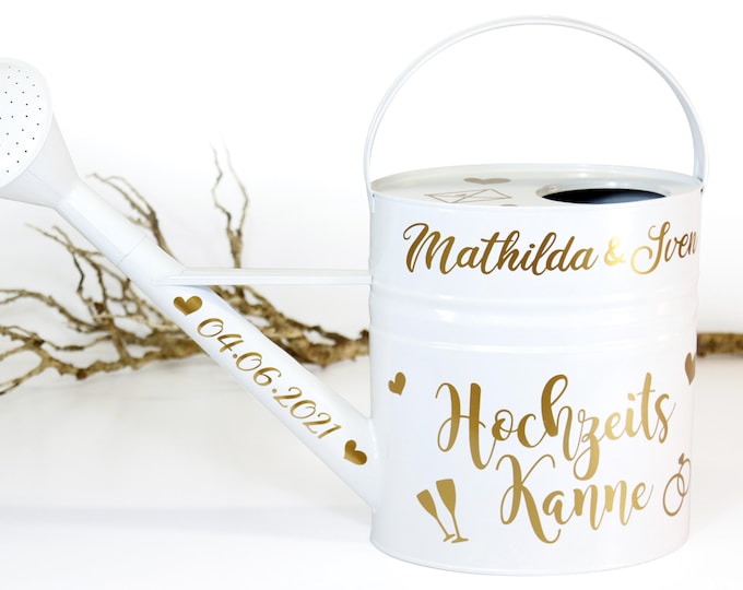 Geldgeschenk Kieskanne zur Hochzeit Lila 10l / personalisierte