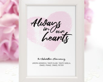 Always in our hearts Poster - personalisiert