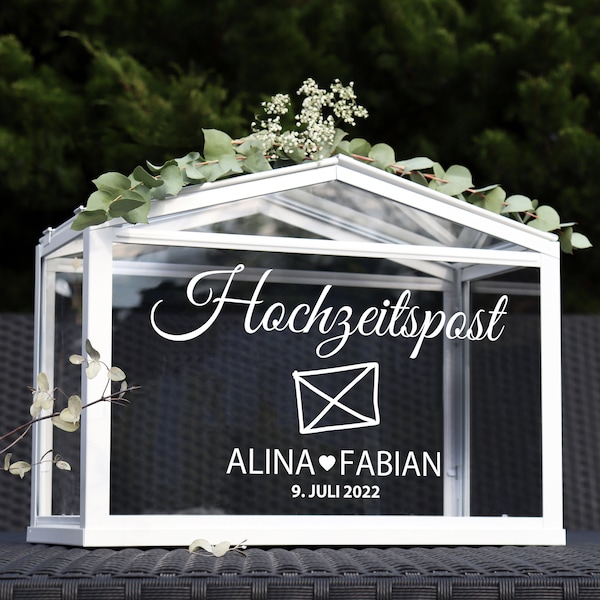 Sticker "Hochzeitspost - Alina" personalized with first name of bride & groom, in 5 colors